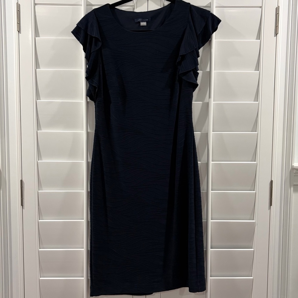 Tommy Hilfiger Flutter Sleeve Textured Jersey Minidress - Picture 6 of 9